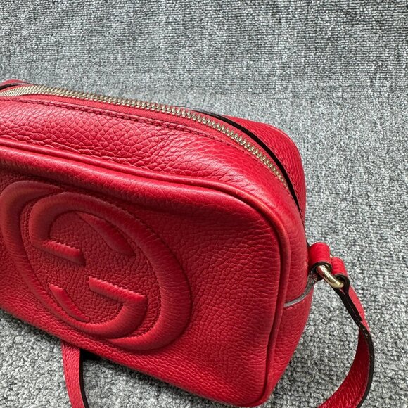 GUCCI Soho red Leather Shoulder Bag 585-083125 - Picture 7 of 14